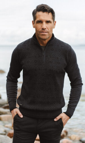 MITHIO men´s quarter zipper sweater KAXX ZIP Dark Grey