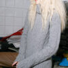 Lambswool big cable knit women´s sweater Sohvi grey
