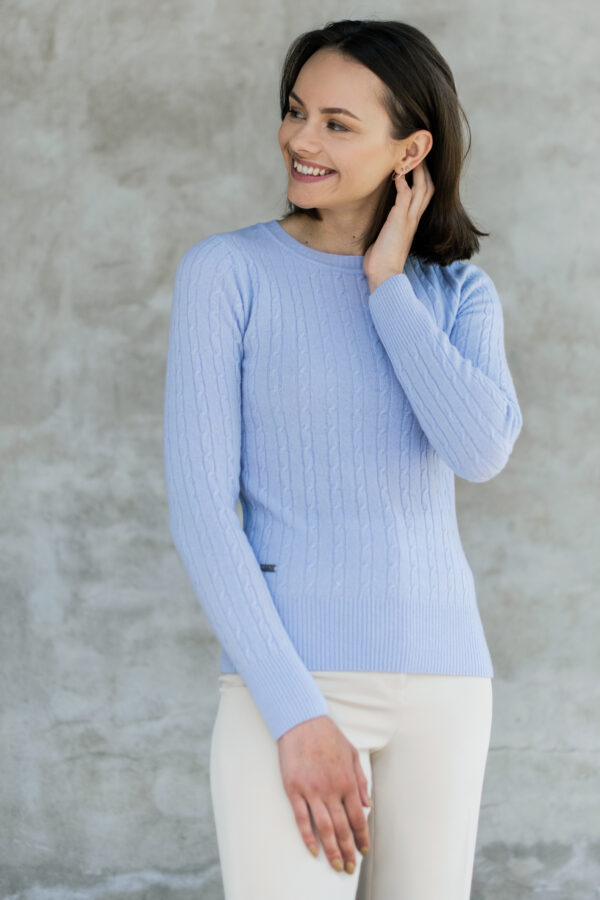 Mithio Ellie O Light Blue merino wool sweater