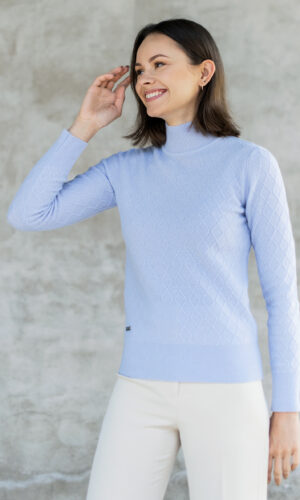 Mithio Polo W Light Blue merino wool polo