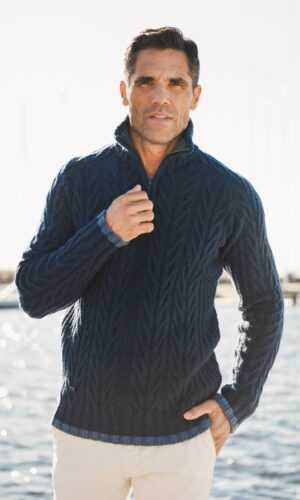 MITHIO men´s quarter zipper sweater DAN ZIP Navy