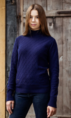 MITHIO women´s diagonal knit poloneck sweater POLO W dark lilac