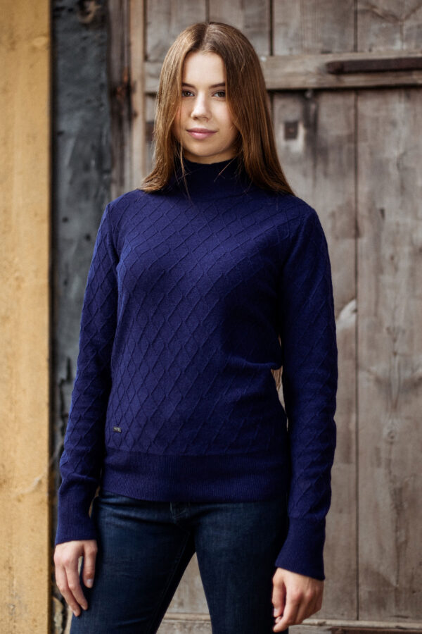 MITHIO women´s diagonal knit poloneck sweater POLO W dark lilac