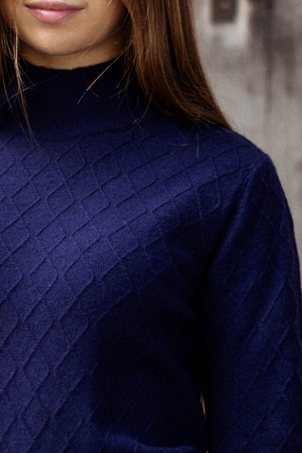 MITHIO women´s diagonal knit poloneck sweater POLO W dark lilac close