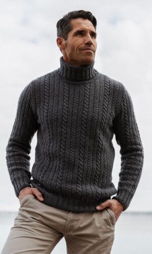 MITHIO men´s lambswool sweater VOLDEMAR Dark Grey