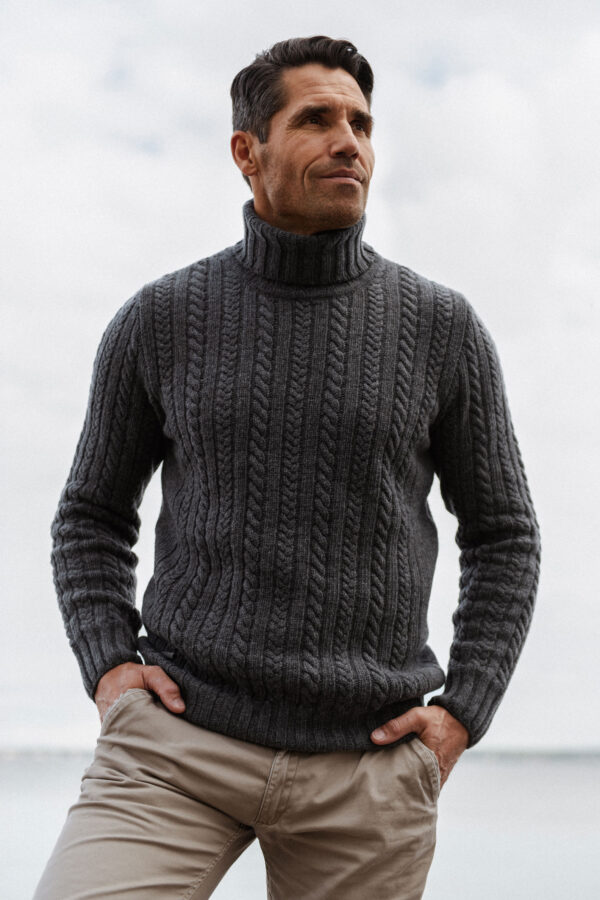 MITHIO men´s lambswool sweater VOLDEMAR Dark Grey